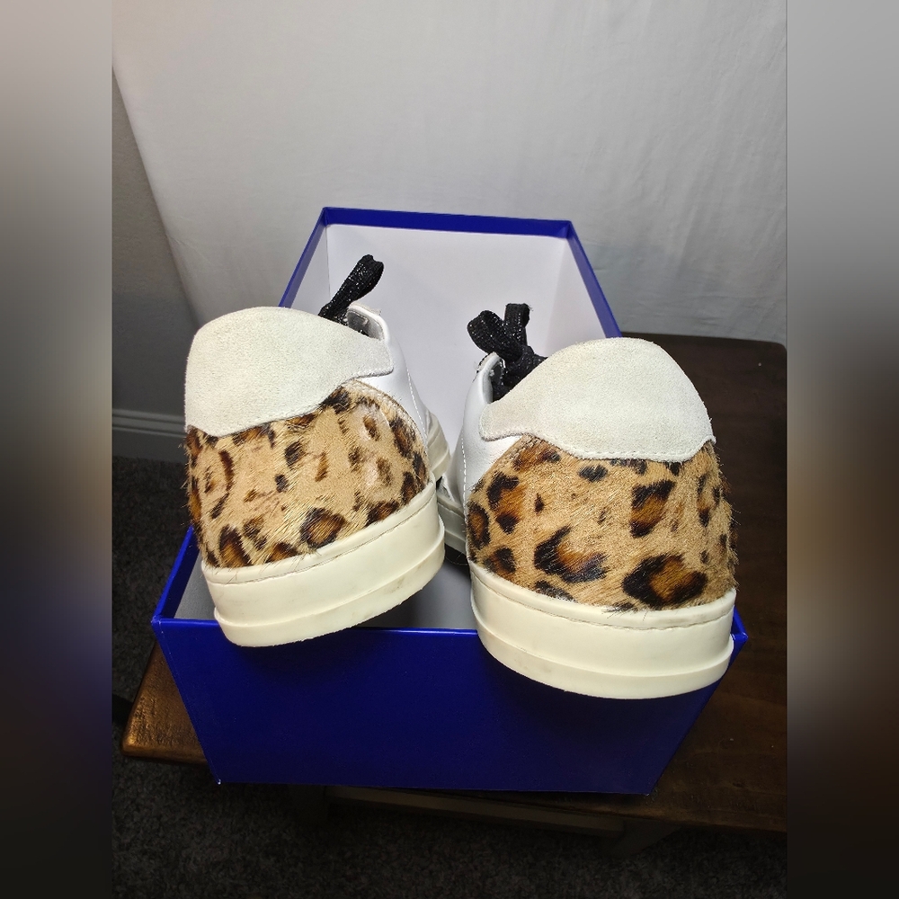 P448 John Italian Leather Luxury Sneakers White/Black Glitter Chic Streetstyle - Picture 4 of 9